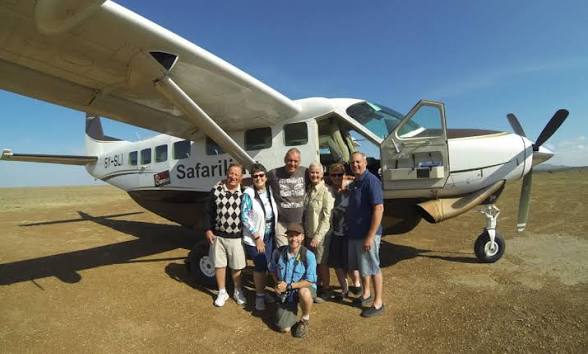 Fly-in safari group at the airstrip