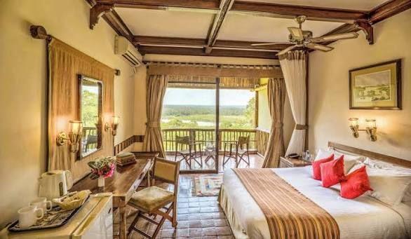 Lodge bedroom with lake views