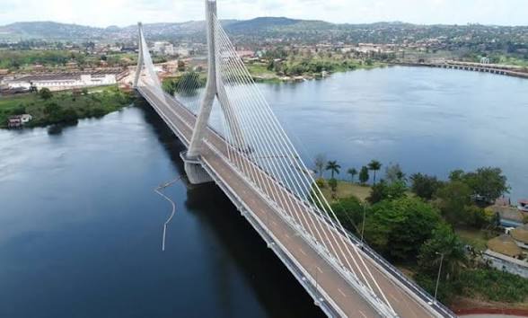 Aerial view of the Nile River in Uganda