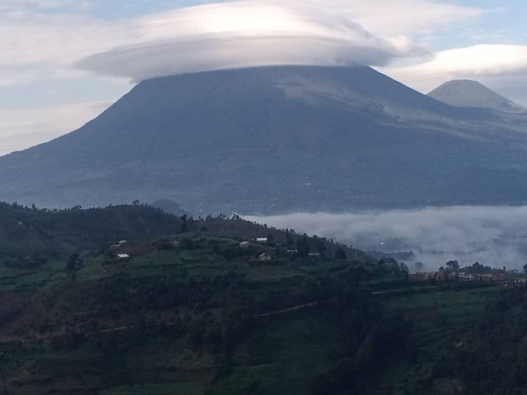 The Virunga volcanoes at dawn
